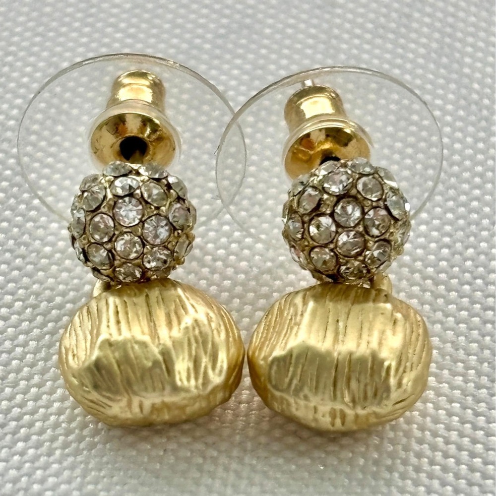 Rhinestone Textured Drop Earrings W Crystal Accents Stud Backings Lightweight